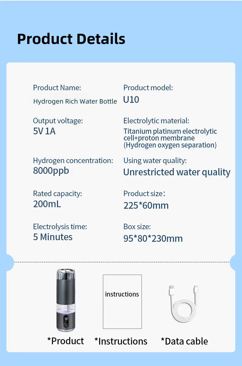 Uno Vita Sport H2 – Supersaturated Hydrogen Water Bottle (8000 ppb)