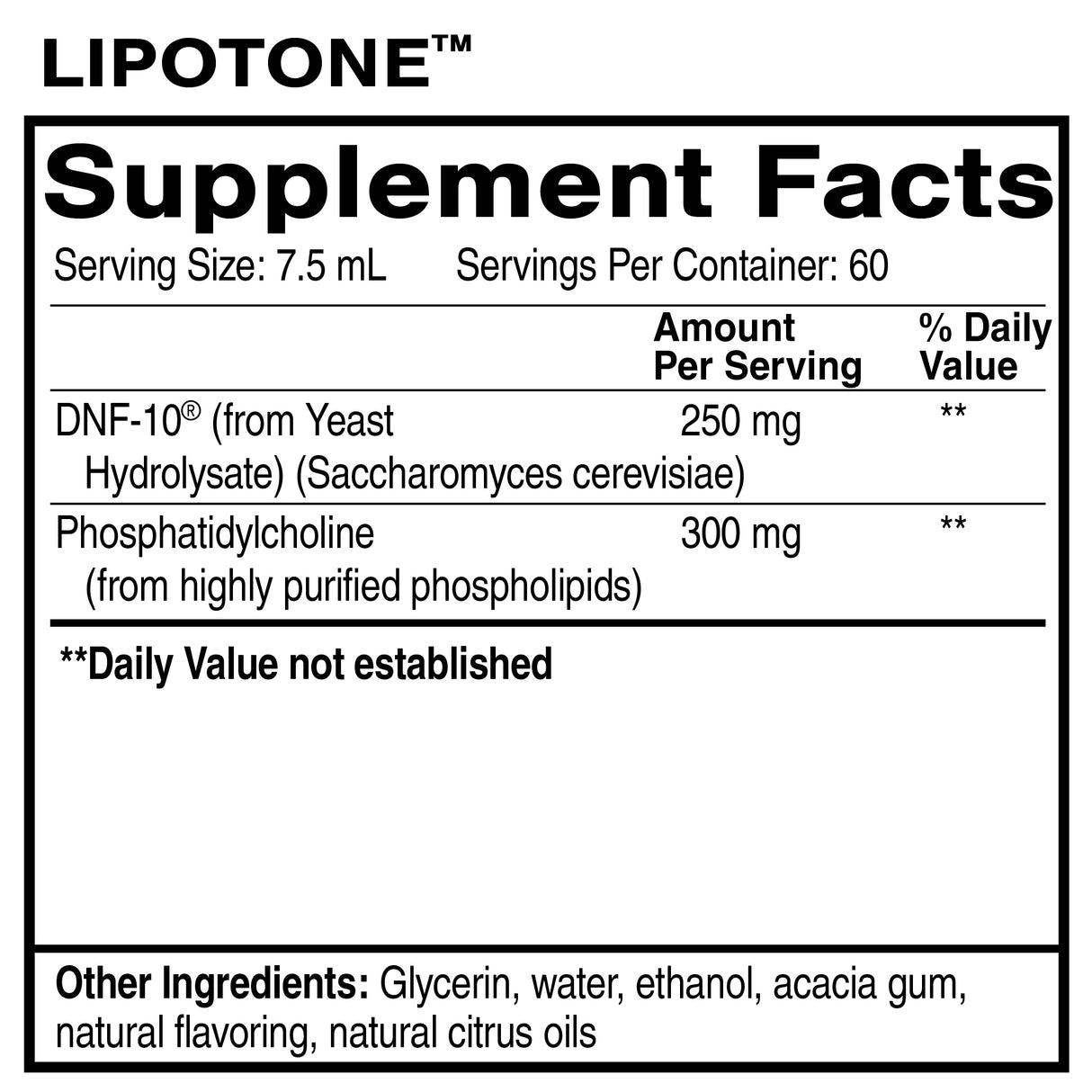LipoTone™ – liposomal dietary supplement with DNF-10® and choline