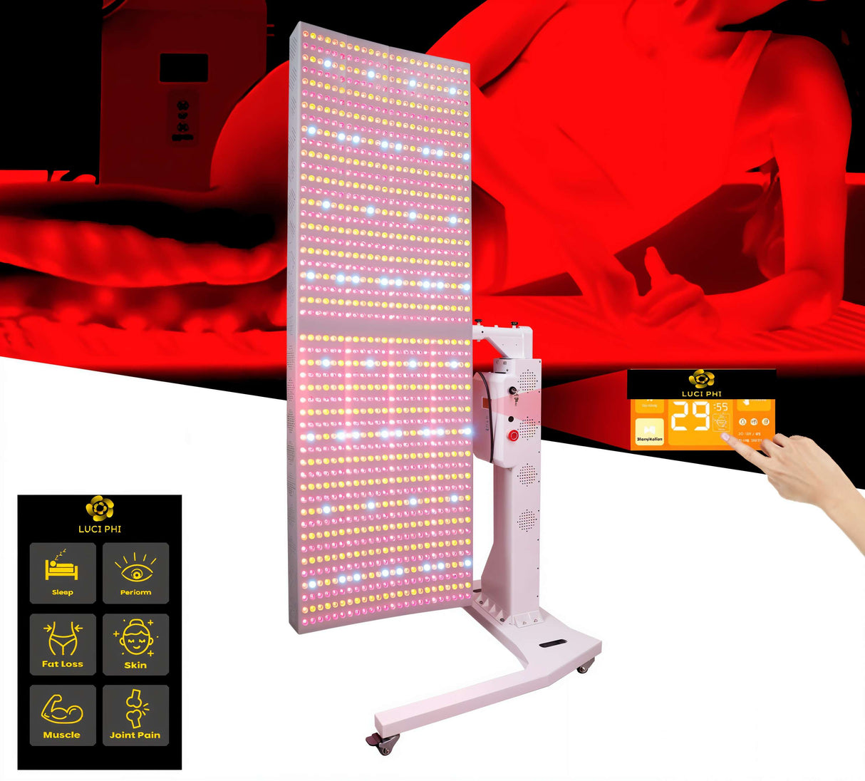 Uno Vita`s RLPRO2000L 9-Wavelength High-Power Light Therapy Panel with Professional Stand