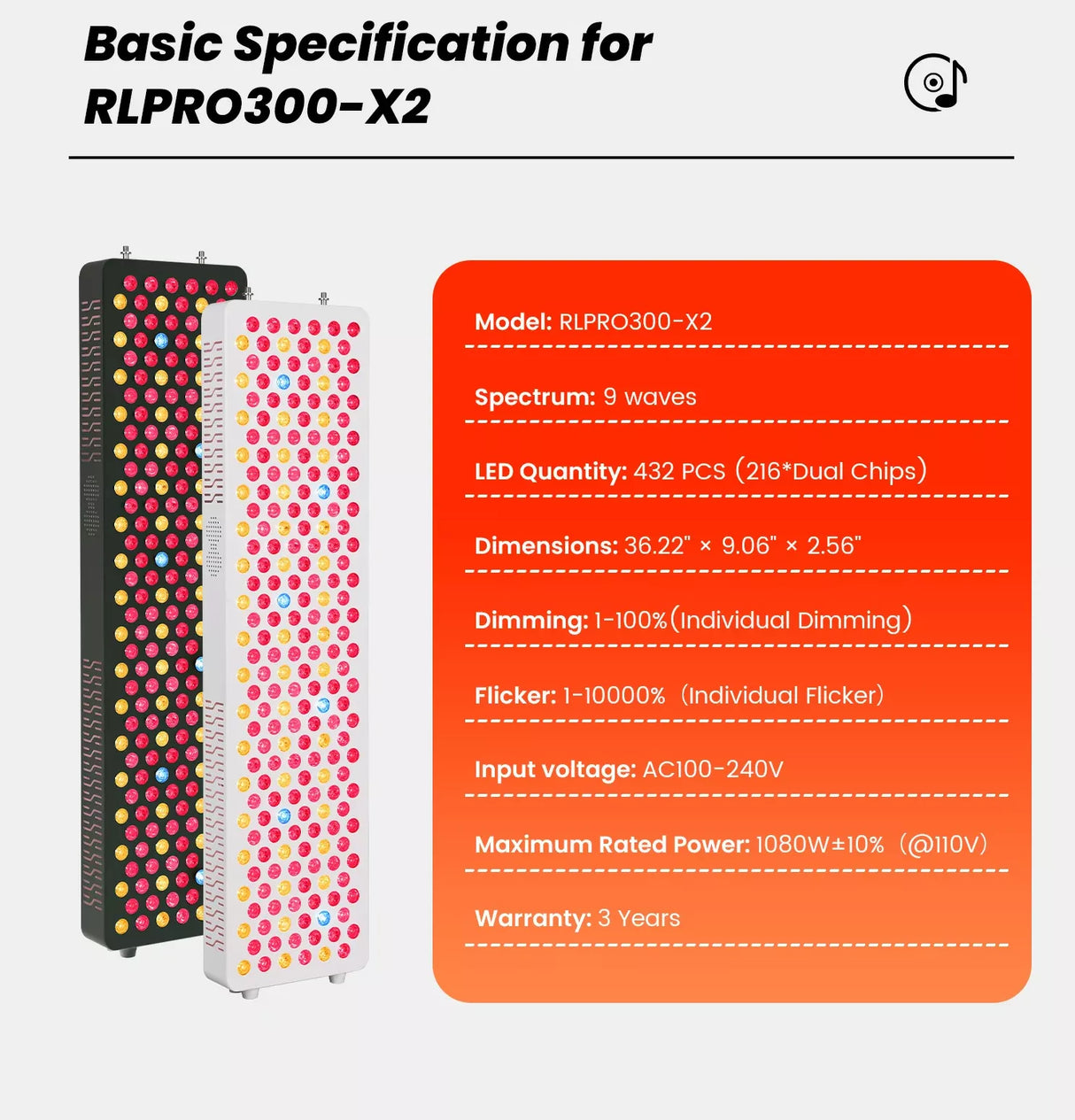 Uno Vita’s RLPRO300-X2 – Innovative Red Light Therapy (9 waves – music – Luci Phi)