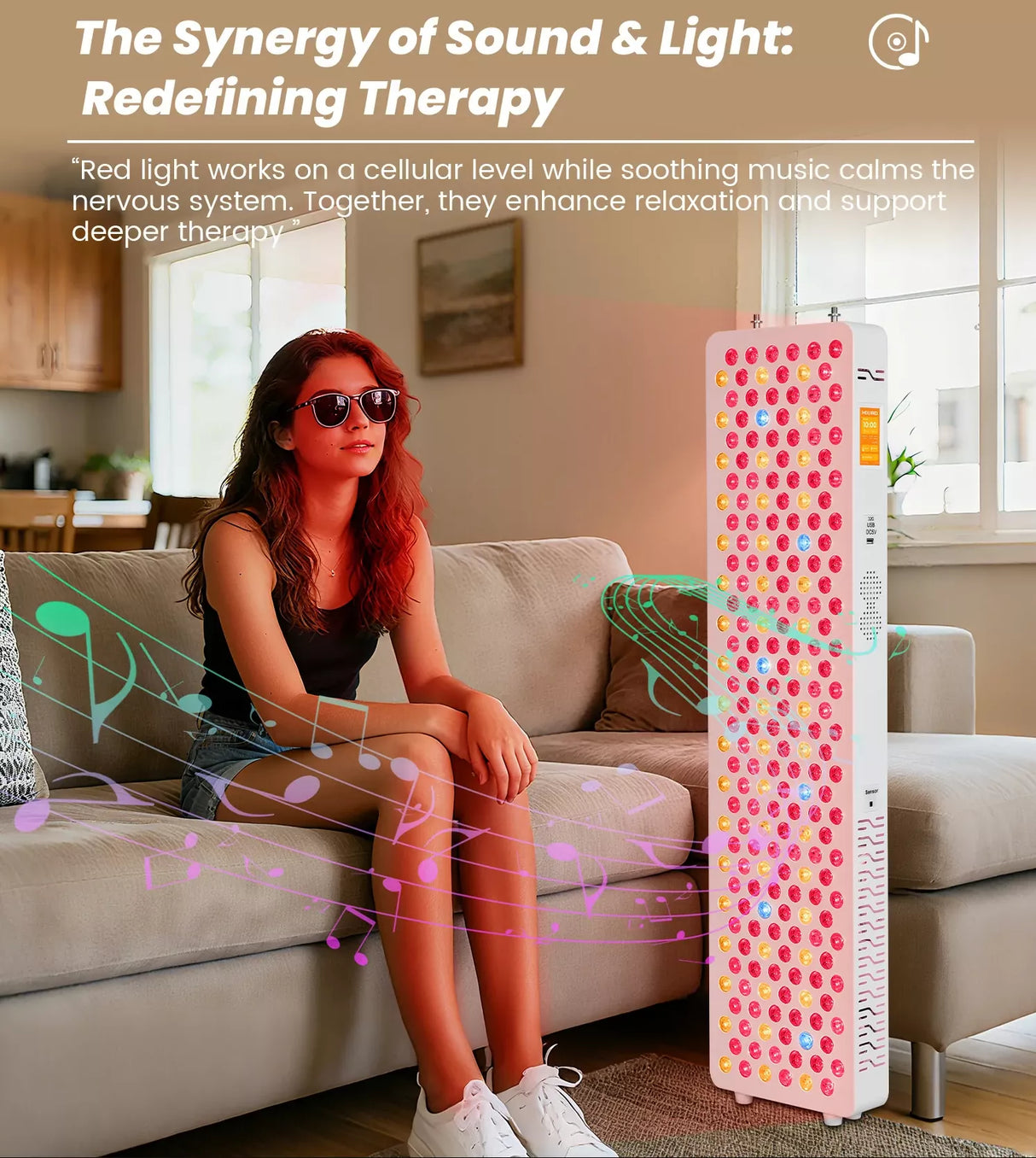 Uno Vita’s RLPRO300-X2 – Innovative Red Light Therapy (9 waves – music – Luci Phi)