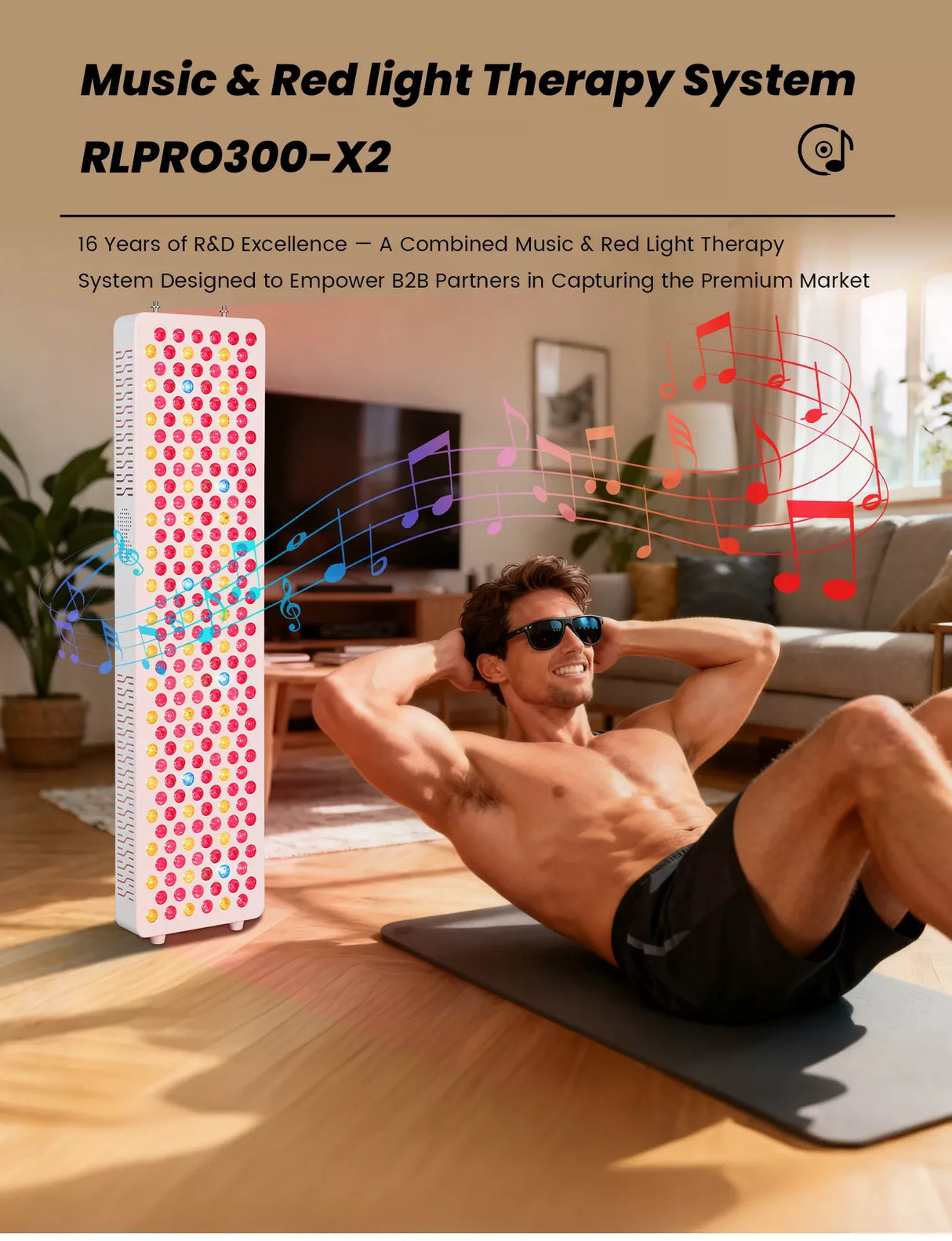 Uno Vita’s RLPRO300-X2 – Innovative Red Light Therapy (9 waves – music – Luci Phi)