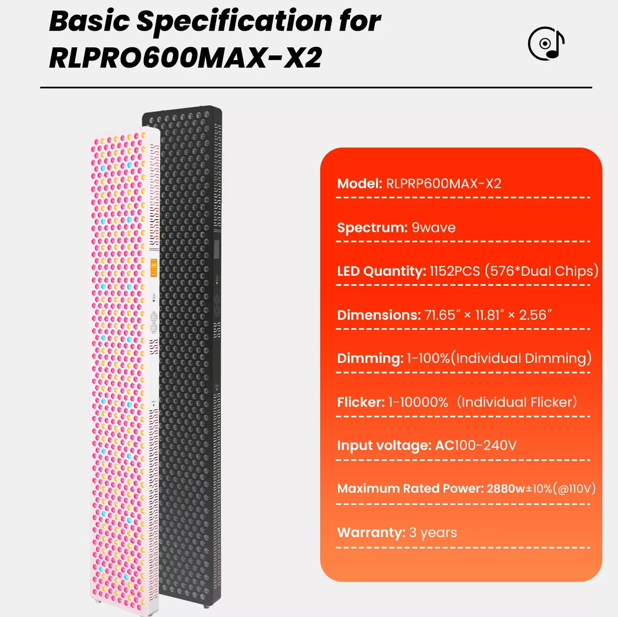 Uno Vita’s RLPRO600Max-X2 – Innovative Red Light Therapy (9 waves – music – Luci Phi)