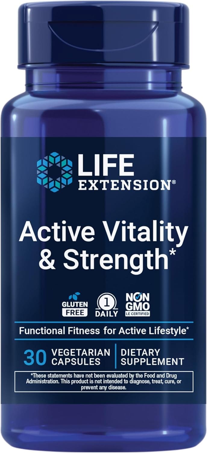 Active Vitality & Strength med 30 kapsler, veganske kapsler, glutenfri og ikke-GMO formulering
