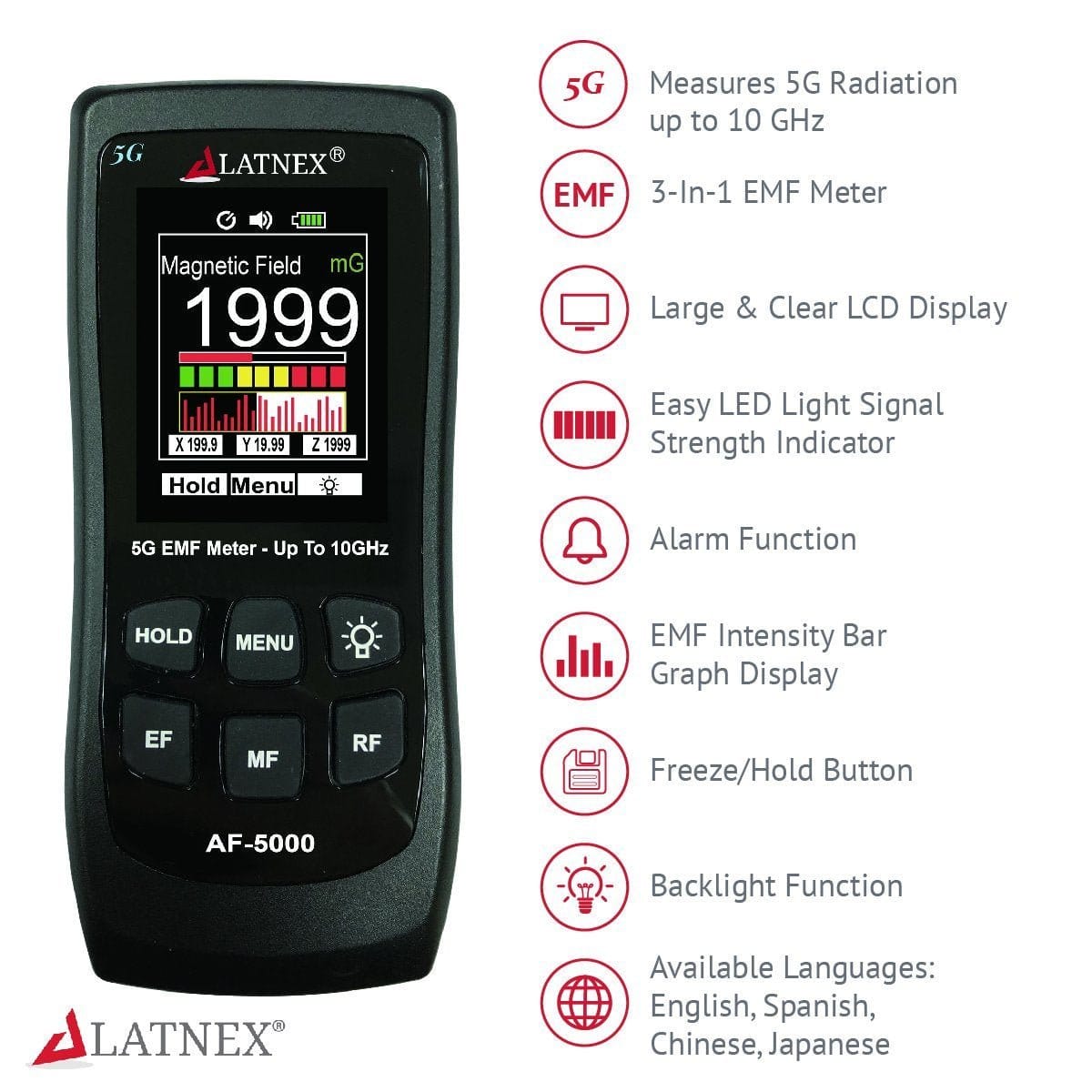AF - 5000 Multifield 5G EMF Meter - Uno Vita AS
