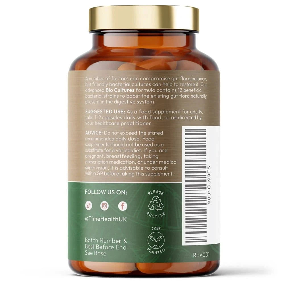 Bio Cultures – Digestive Support - 55 Billion CFU - Stomach Acid Resistant - Uno Vita AS