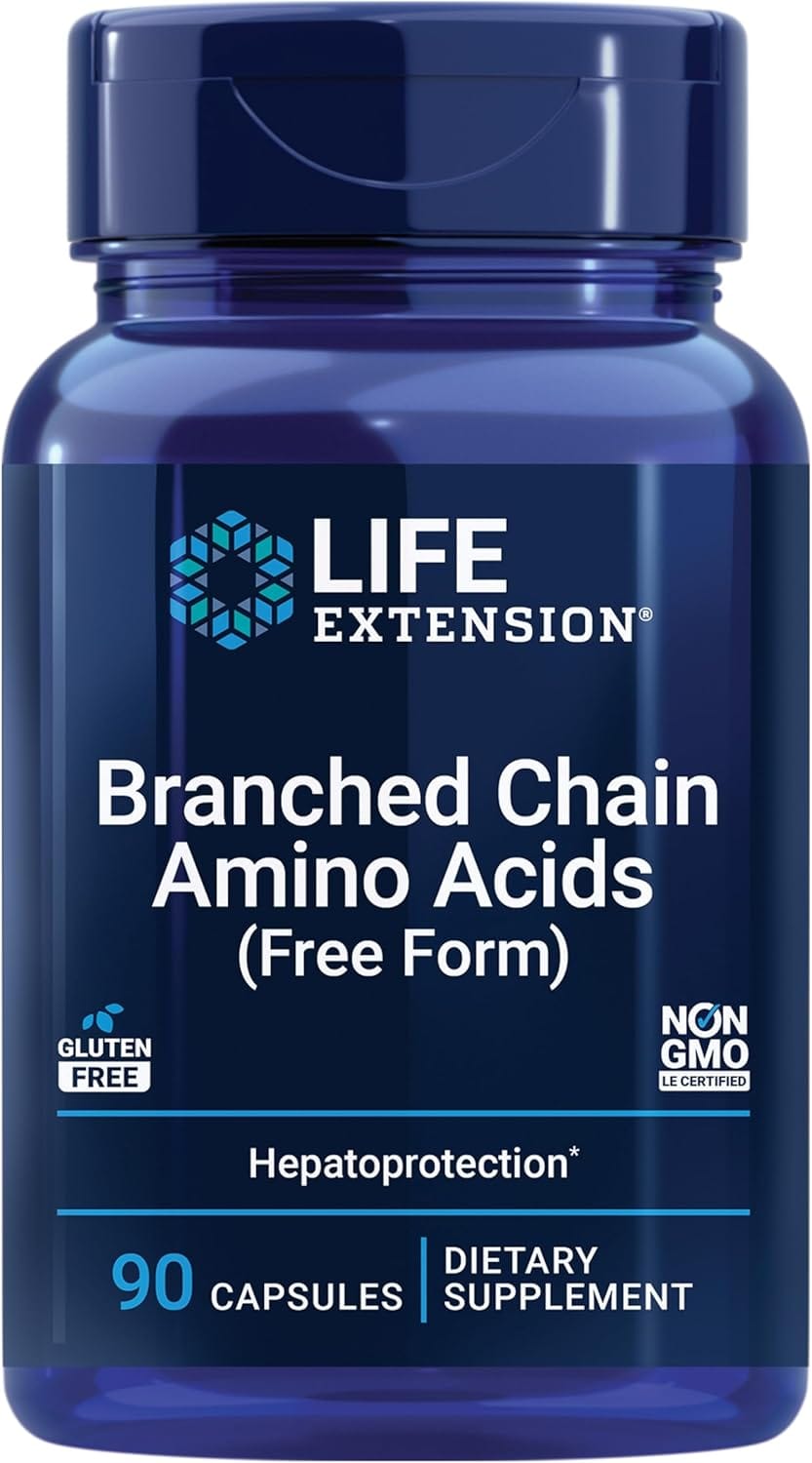 Branched Chain Amino Acids fra Life Extension i 90 vegetabilske kapsler, glutenfri og ikke-GMO BCAA-formel