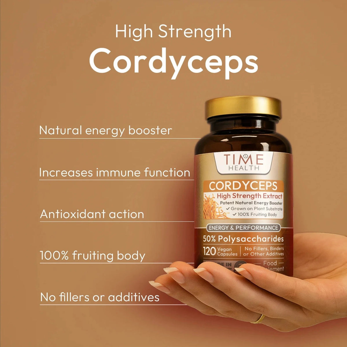 Cordyceps - High Strength - 50% Polysaccharides - 120 capsules - Uno Vita AS