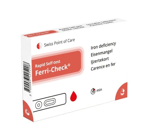 Ferri-Check ferritin hurtigtest for hjemmebruk med testkassett, lansett, pipette og fortynningsvæske