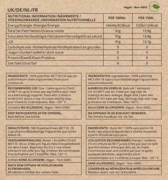Go - Keto MCT Oil (Pure Coconut 1000 ml) - Uno Vita AS