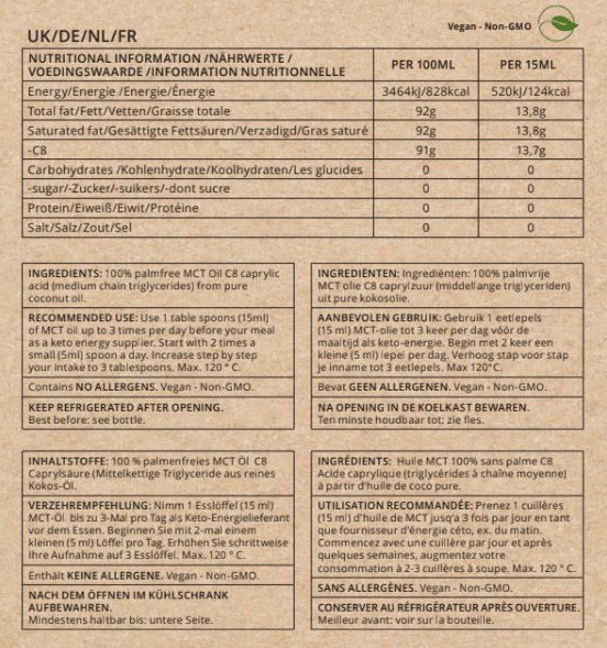 GoKeto MCT Oil (Pure Coconut 500 ml) - Uno Vita AS