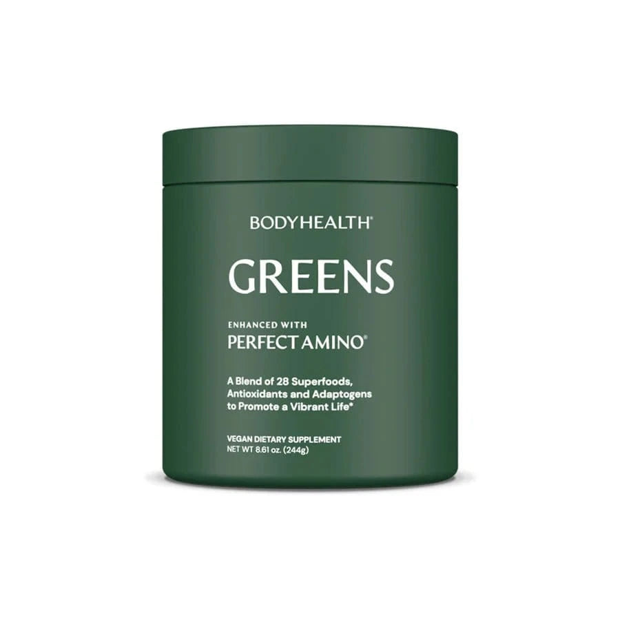 Greens superfood-pulver med PerfectAmino, 40 porsjoner, vegansk formel med probiotika, enzymer og grønne planter