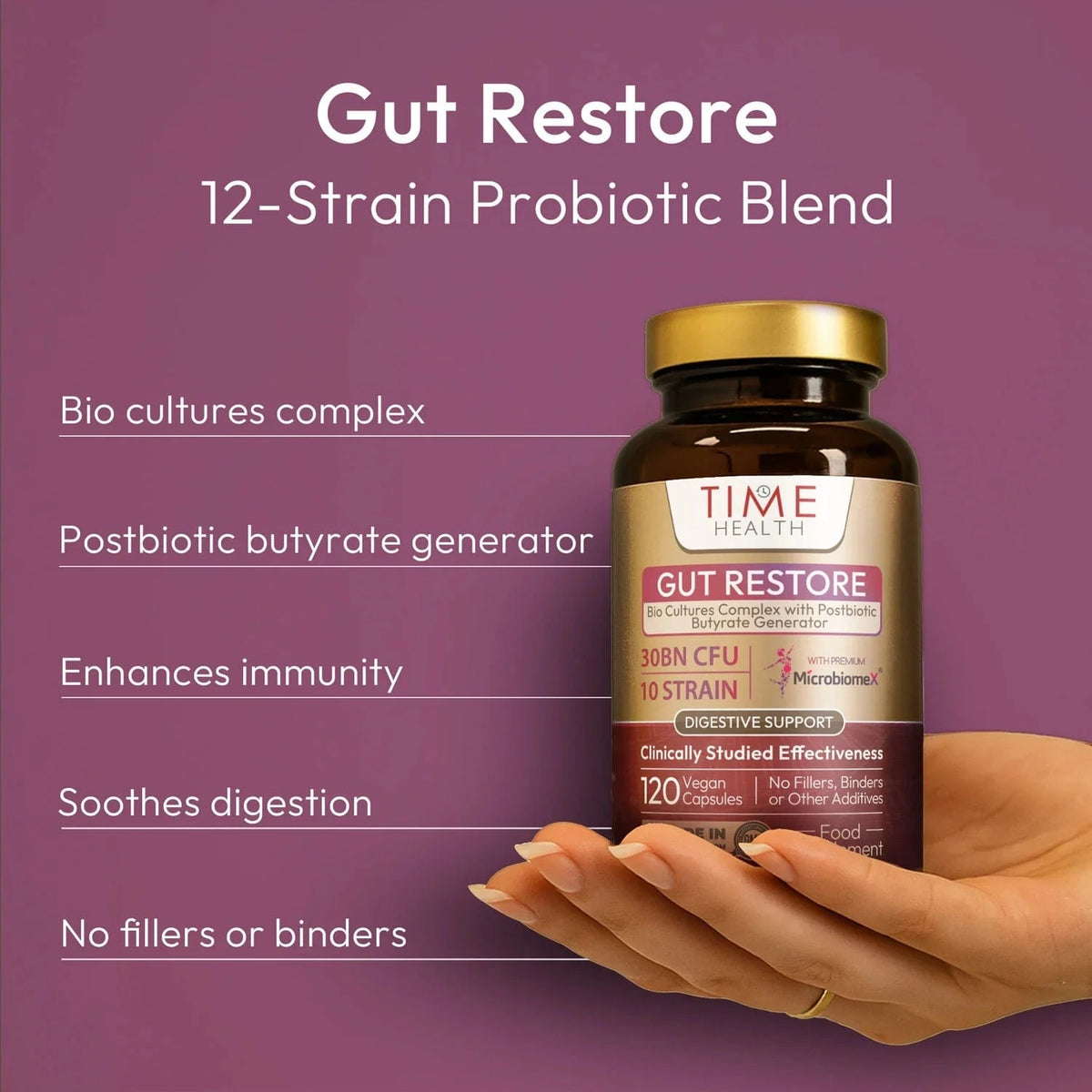 Gut Restore – 12 Strain Probiotic & Postbiotic – MicroBiomeX - Uno Vita AS