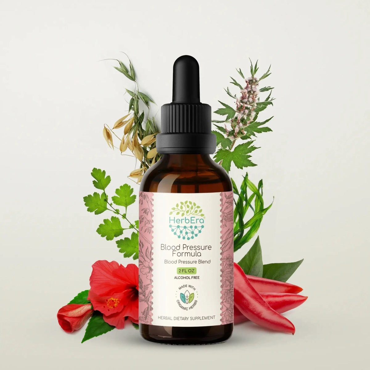 HerbEra Blood Pressure Formula Tincture 30 ml flaske med flytende urteekstrakt for kardiovaskulær støtte
