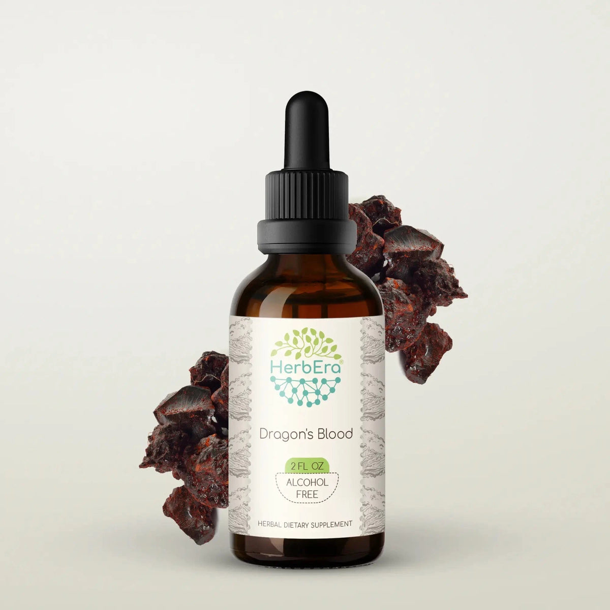 HerbEra Dragon's Blood Tincture flaske med dråpeteller, alkoholfri Croton lechleri tinktur i glyserinbase