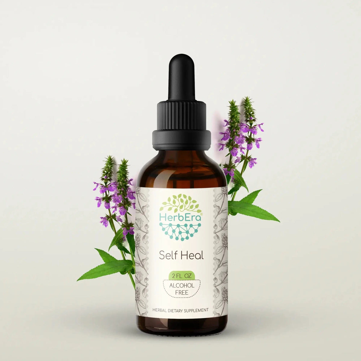 HerbEra Self Heal Tincture brunelle urtetinktur i dråpeflaske med økologisk Prunella vulgaris ekstrakt 1:3