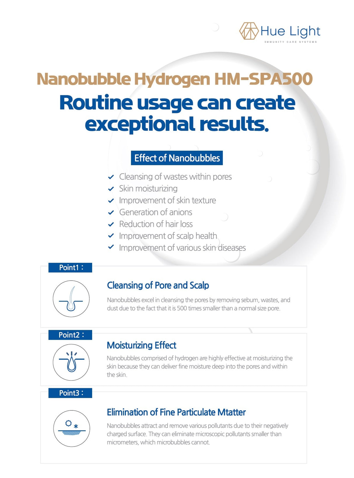 Hue Light Nanobubble Hydrogen SPA Generator - Uno Vita AS