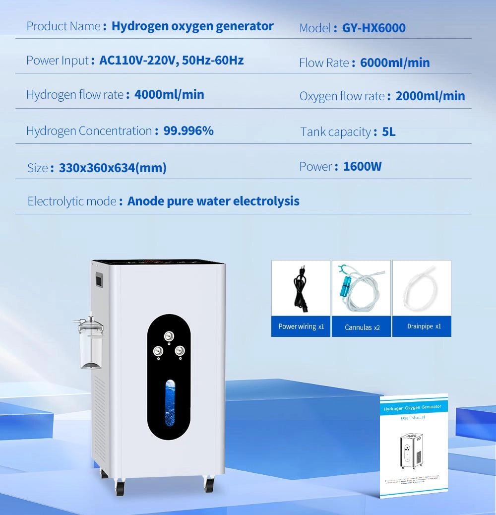 Hydrogen inhalator GY - H6000 (4000 ml H2) - Uno Vita AS