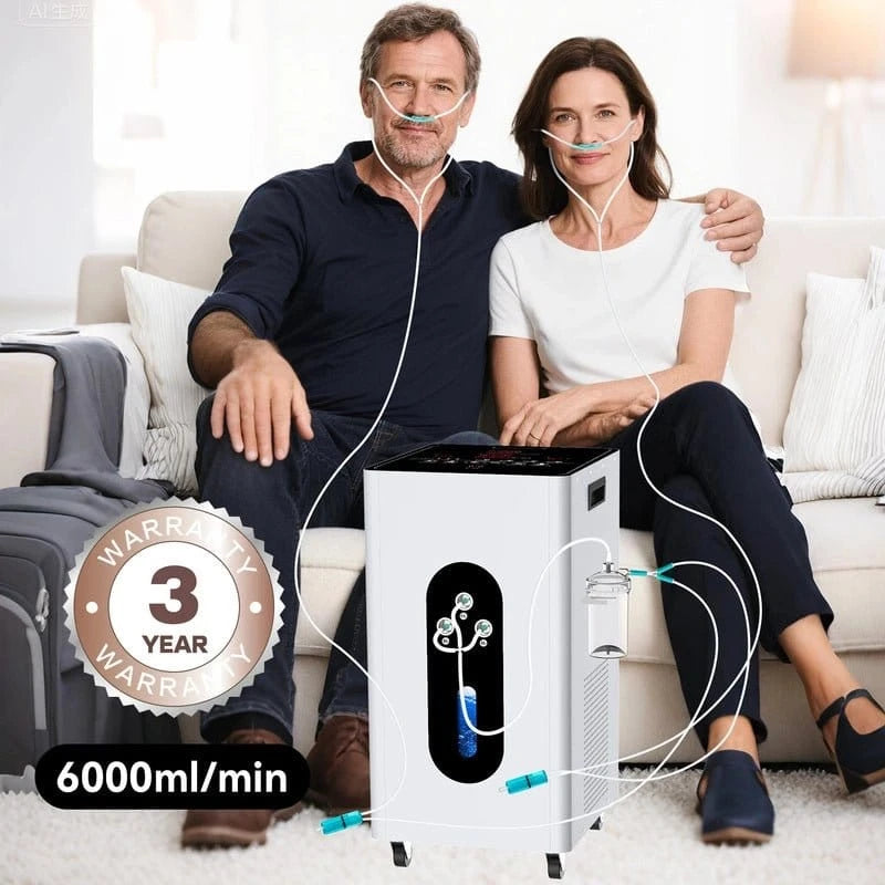 Hydrogeninhalator GY-H6000 med berøringsskjerm, 5 liters tank og 4000 ml/min H2 for hydrogenterapi