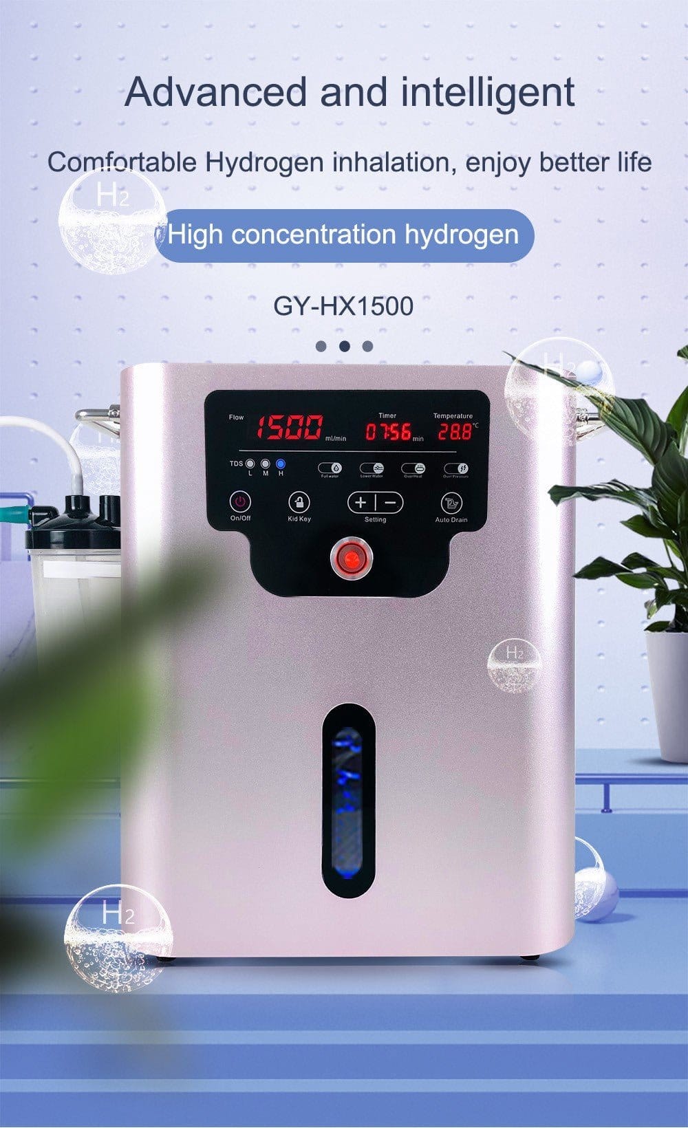 Hydrogen inhalator GY - HX1500 (1000 ml H2) - Uno Vita AS