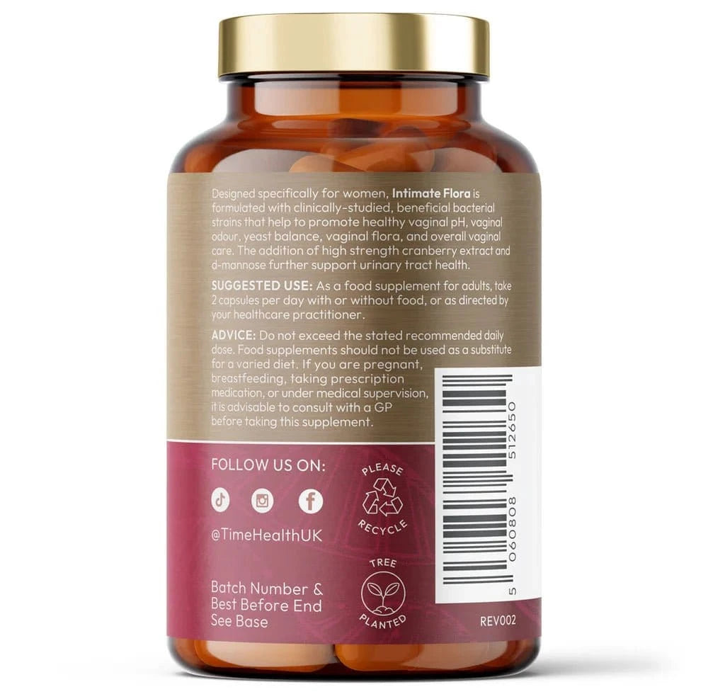 Intimate Flora - Vaginal Microbiome & UTI Support - Probiotics, Cranberry, D - Mannose - Uno Vita AS