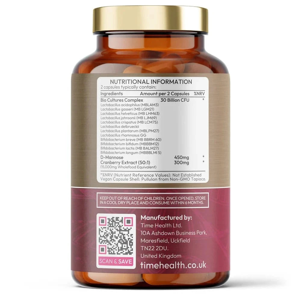 Intimate Flora - Vaginal Microbiome & UTI Support - Probiotics, Cranberry, D - Mannose - Uno Vita AS