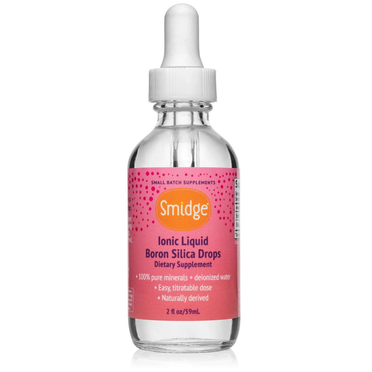 Smidge Ionic Liquid Boron Silica Drops flaske 59 ml med flytende bor og silika i deionisert vann