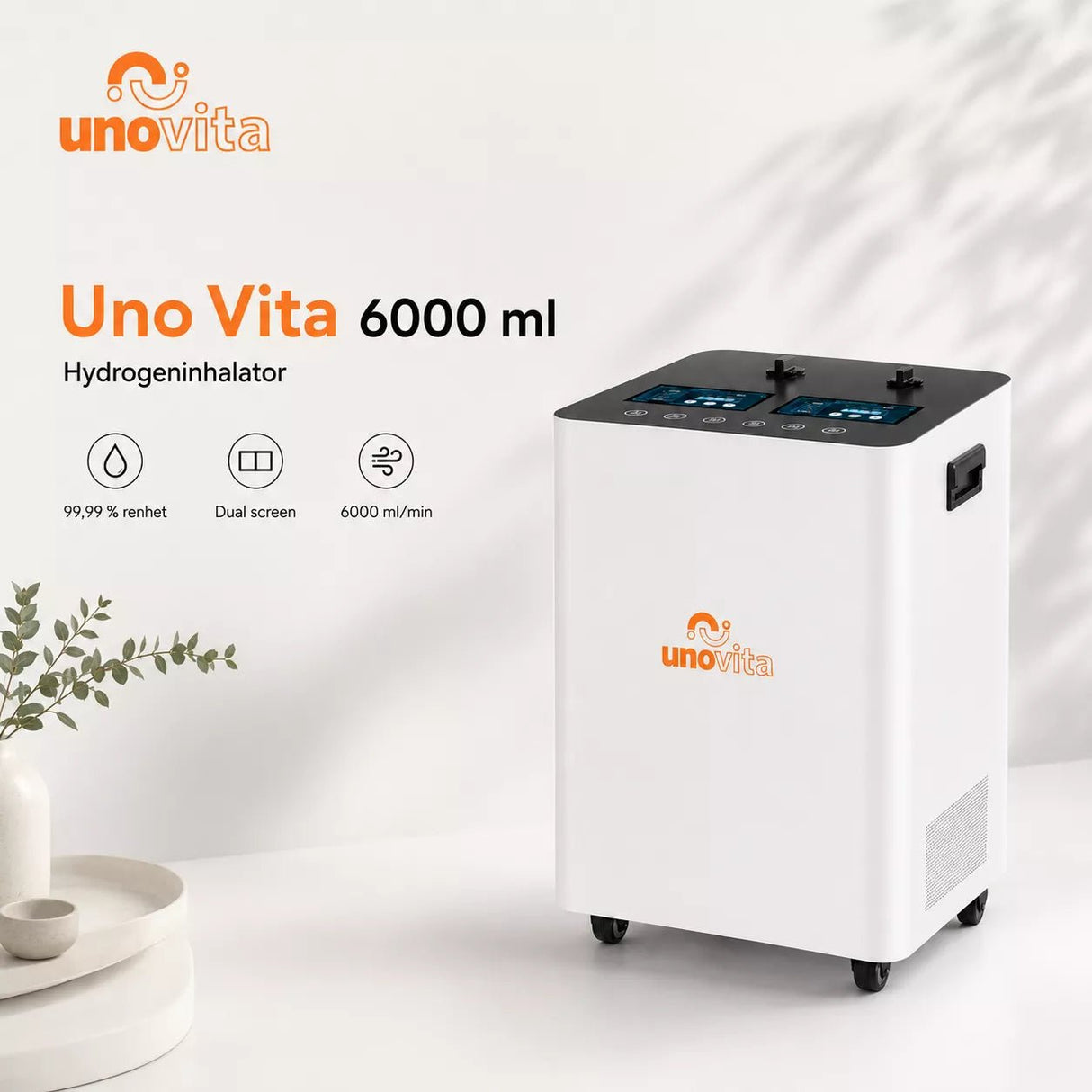 Large Flow 6000 ml Hydrogen Inhaler – (Hydrogen Oxygen Generator) - Uno Vita AS