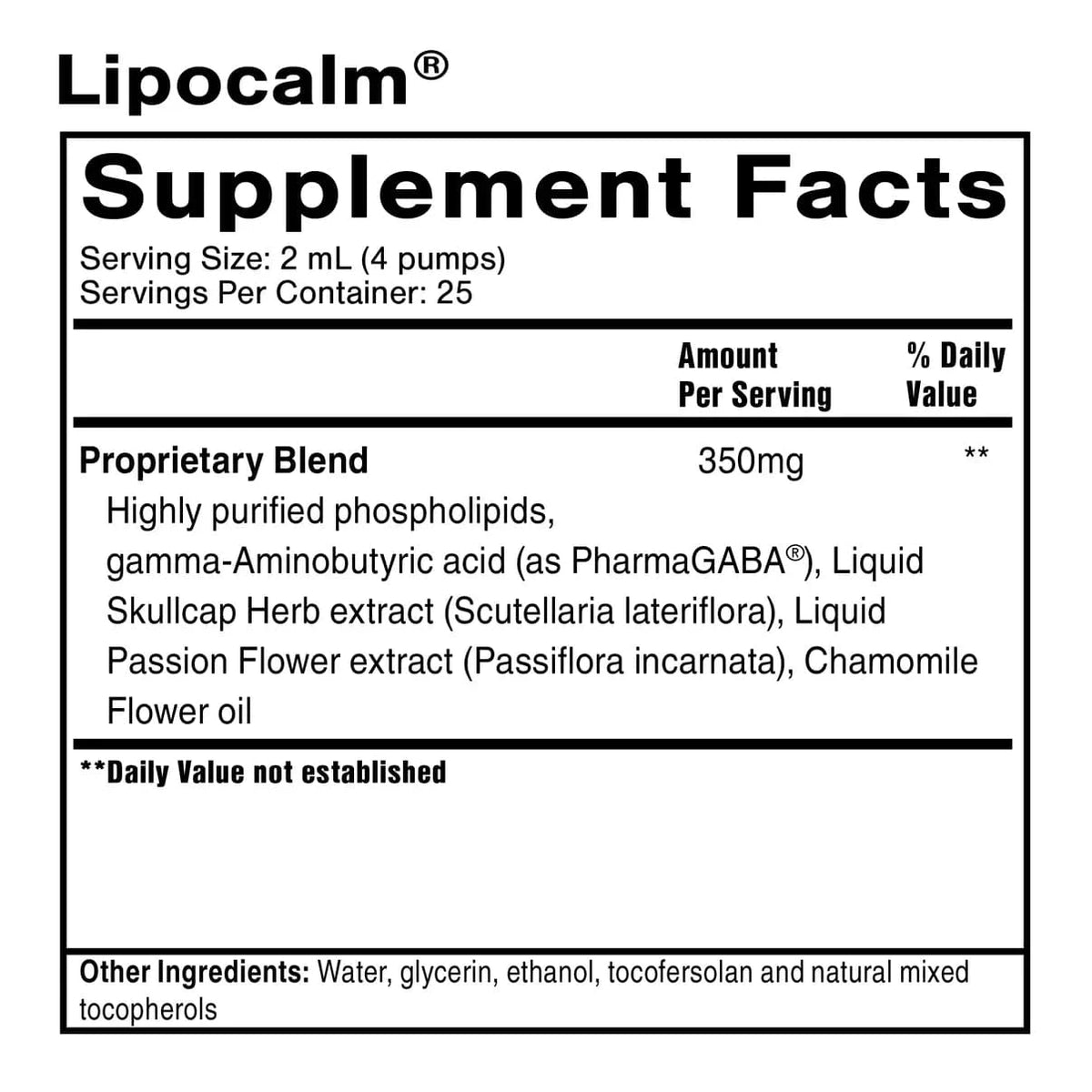 Quicksilver Scientific LipoCalm® Liquid Supplement with PharmaGABA® & Botanicals - 50 mL Bottle - Uno Vita AS
