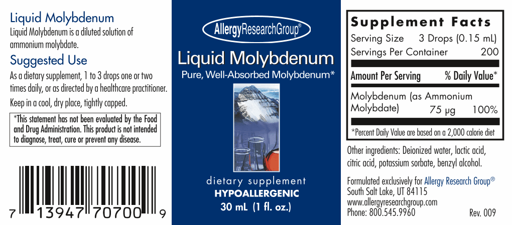 Liquid Molybdenum Allergy Research Group - Uno Vita AS