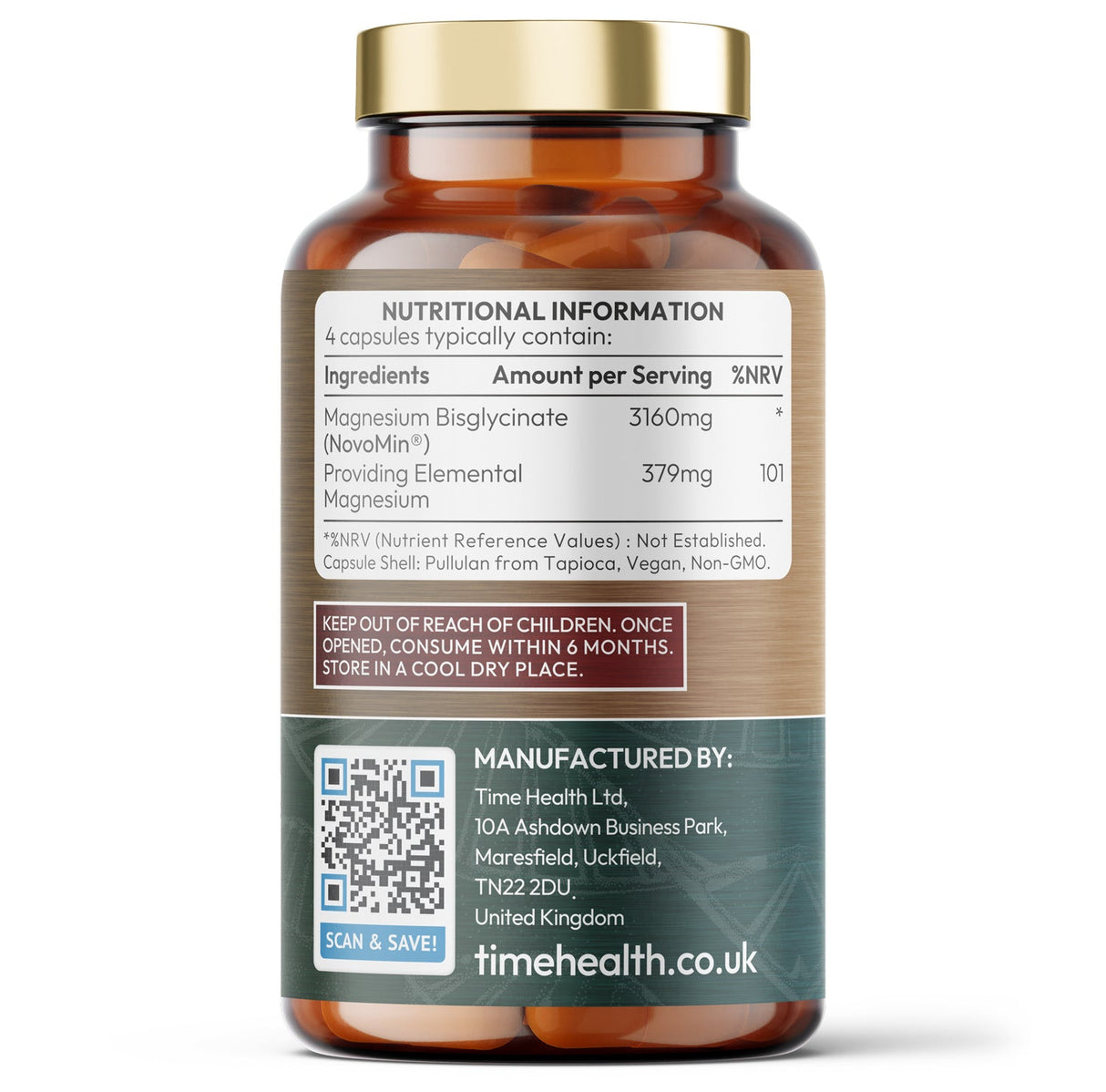 Magnesium Bisglycinate – Superior Absorption NovoMin – 120 Capsules - Uno Vita AS