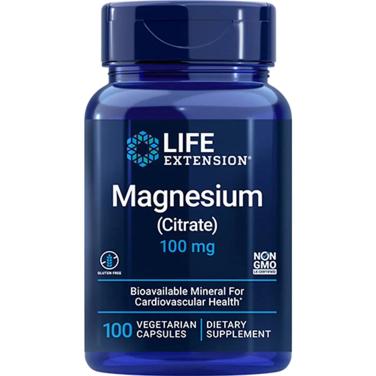 Magnesium (Citrate) 100mg flaske med 100 kapsler, magnesiumsitrat kosttilskudd for muskler, nerver og bein