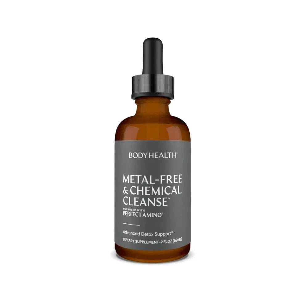Metal Free & Chemical Cleanse 30 ml flytende kosttilskudd med dråpeflaske, C60, urter, sopp og aminosyrer