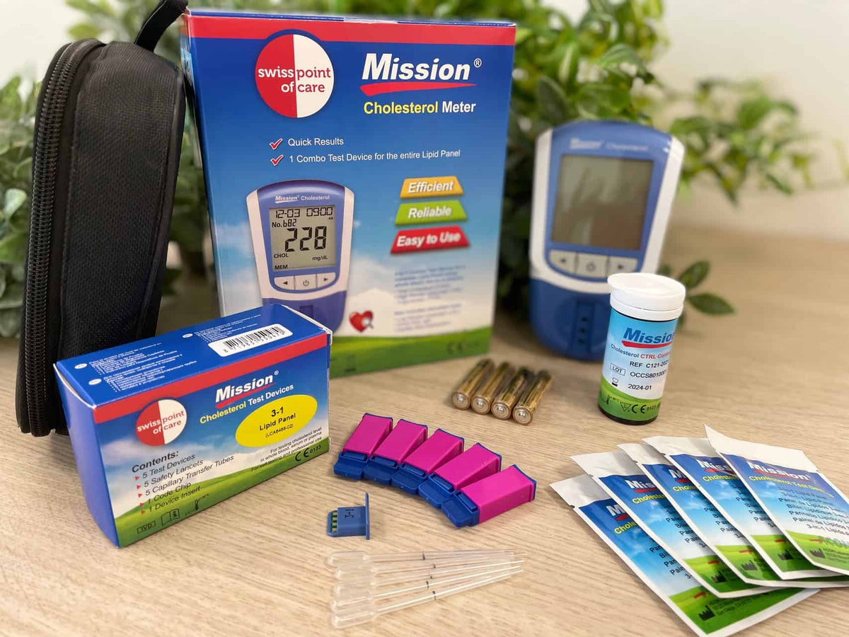 Mission 3 - in - 1 Cholesterol Meter Starterpack (incl 5 Tests) - Uno Vita AS