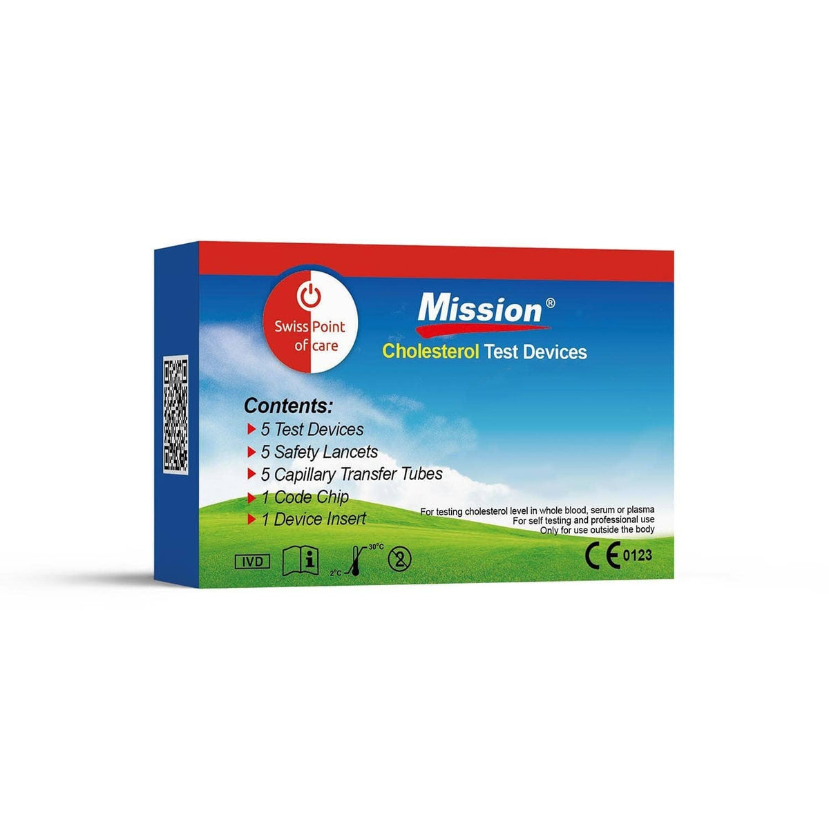 Mission 3-in-1 kolesterol teststrimler x5 med lansetter og kapillærer for måling av lipidprofil hjemme