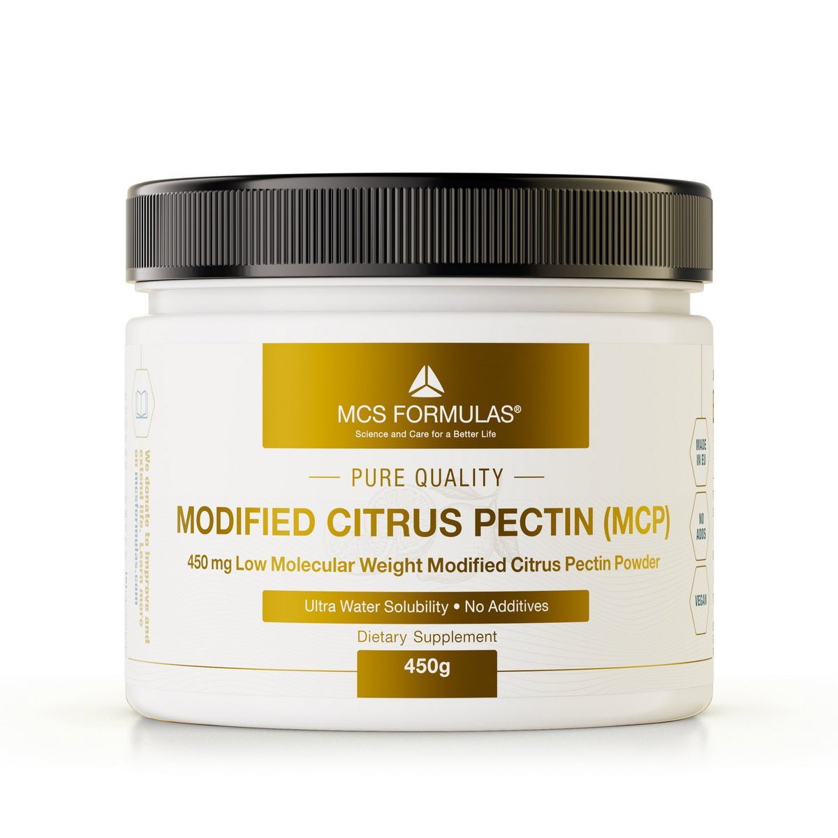Modified Citrus Pectin Powder 450 g i PET-krukke, vannløselig pulver av modifisert sitruspektin fra MCS Formulas