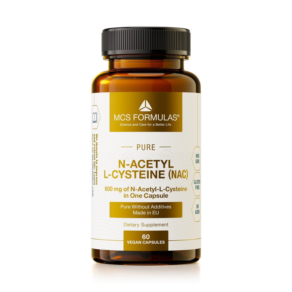 N-Acetyl-L-Cysteine NAC 600 mg i PET-boks med 60 vegetariske kapsler uten fyllstoffer