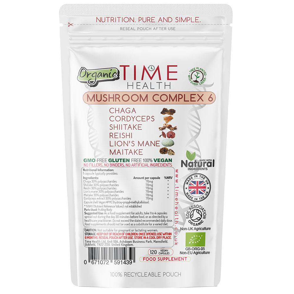 Mushroom Complex 6 – Chaga – Cordyceps – Shiitake – Reishi – Lion’s mane – Maitake (120)
