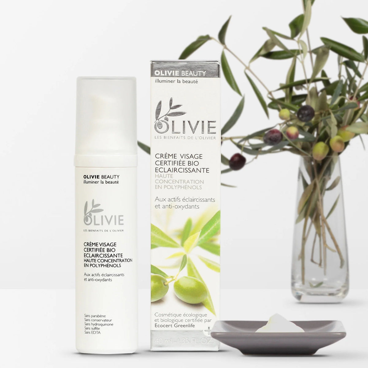 OLIVIE BEAUTY økologisk ansiktskrem i airless-tube 40 ml med Ecocert-sertifisert formula