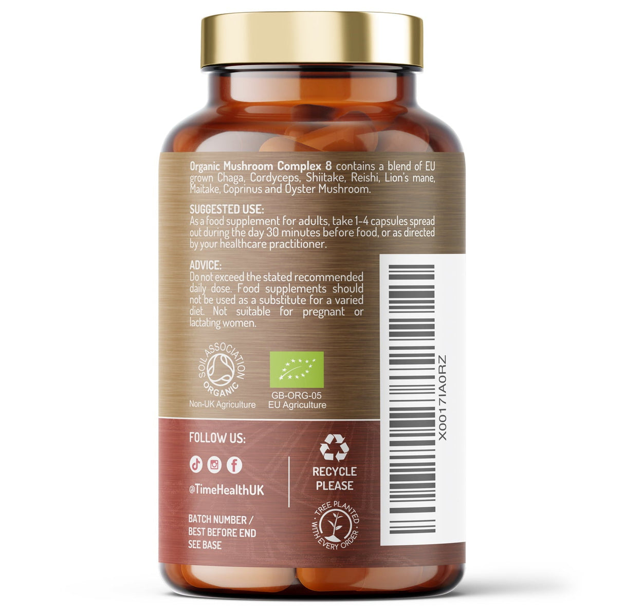 Organic Mushroom Complex 8 – Chaga, Cordyceps, Coprinus comatus, Lion’s Mane, Maitake, Oyster Betox93®, Reishi, Shiitake - Uno Vita AS