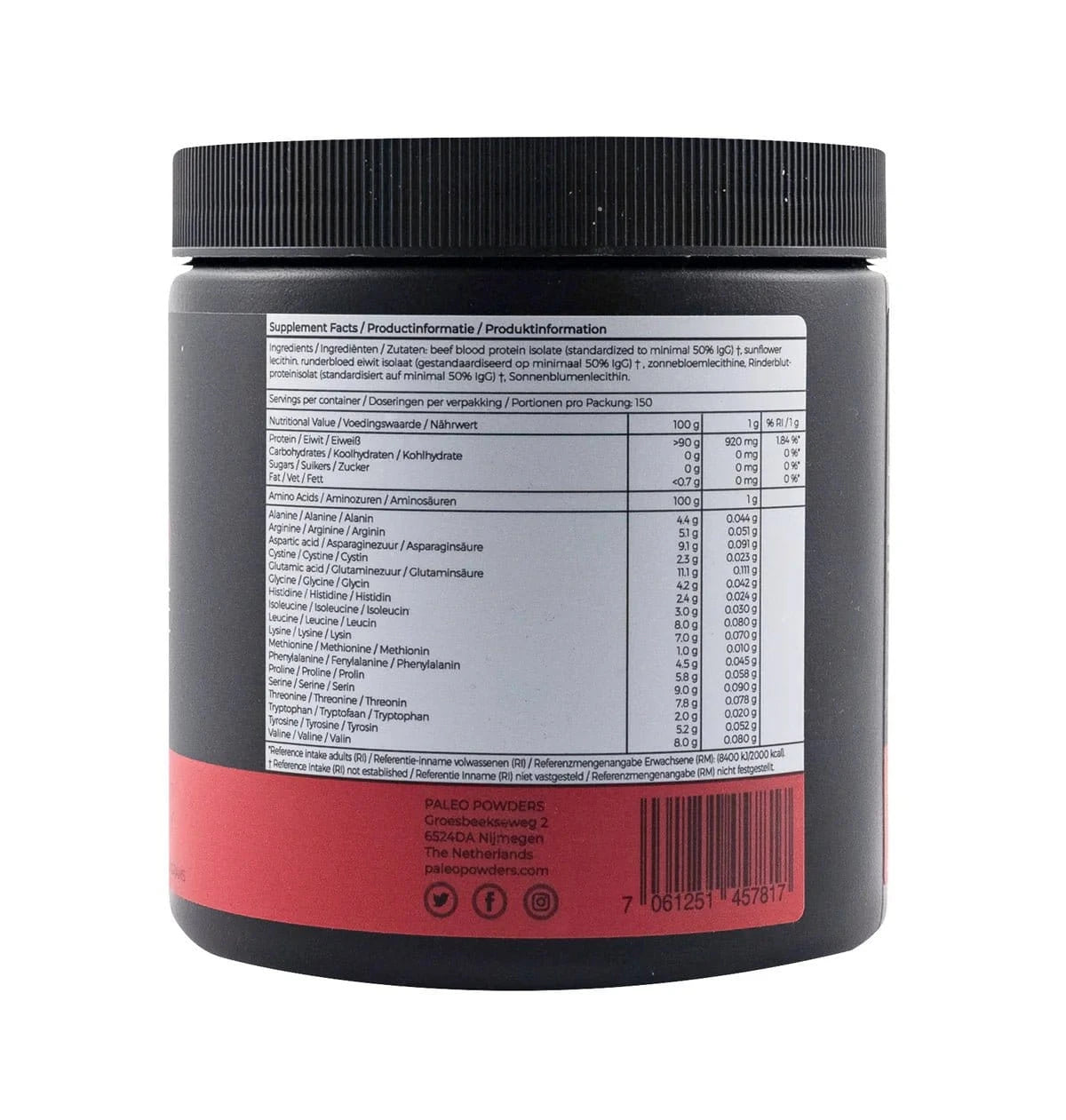 Paleo Beef Blood Protein Isolate – Grass - Fed – 150 gram - Uno Vita AS