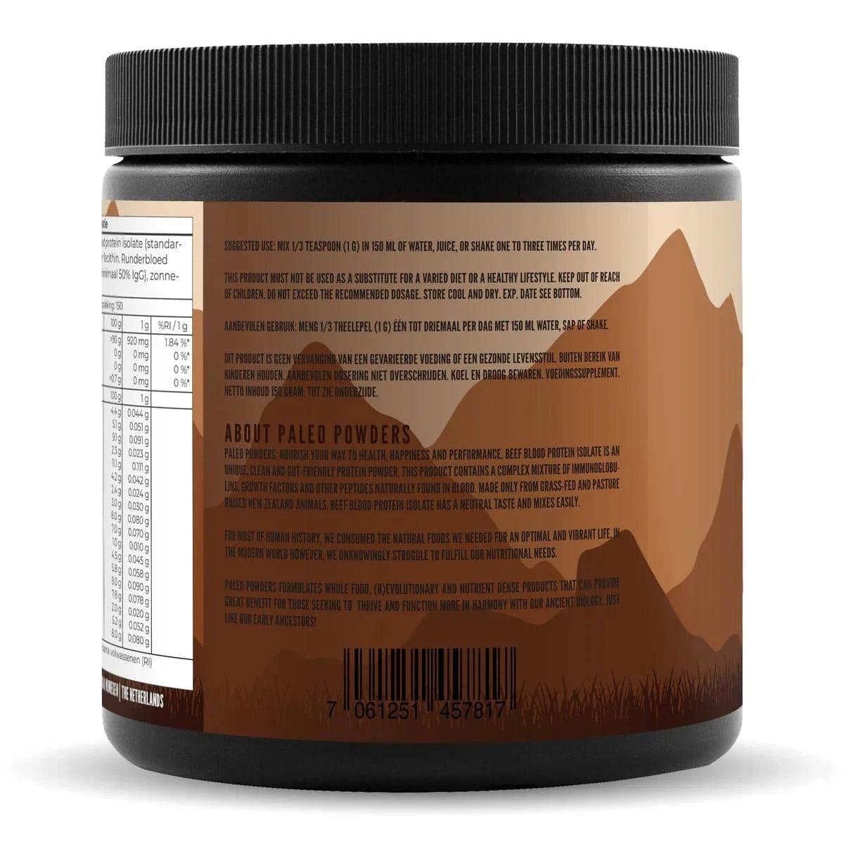 Paleo Beef Blood Protein Isolate – Grass - Fed – 150 gram - Uno Vita AS