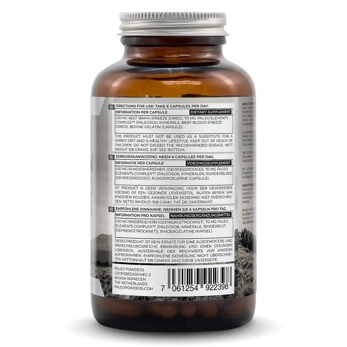 Paleo Beef Brain - Grassfed - 180 capsules - Uno Vita AS