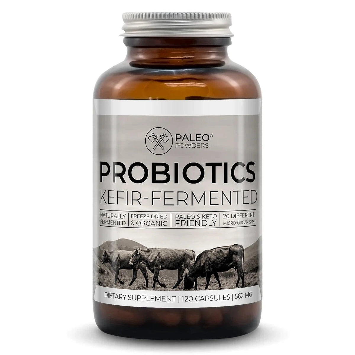 Paleo Probiotics økologisk kefir fermentert med 120 kapsler, frysetørket probiotika fra europeisk engmelk