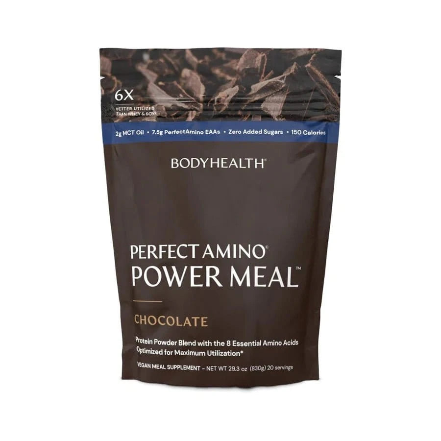 Perfect Amino Power Meal Dark Chocolate plantebasert måltidshake med mørk sjokolade, 20 porsjoner i pulverpose