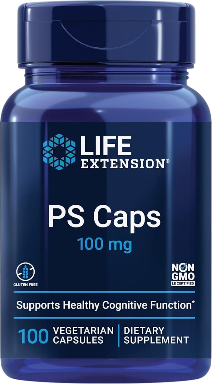 PS Caps kosttilskudd med 100 mg fosfatidylserin, 100 soyafrie vegetariske kapsler fra Uno Vita