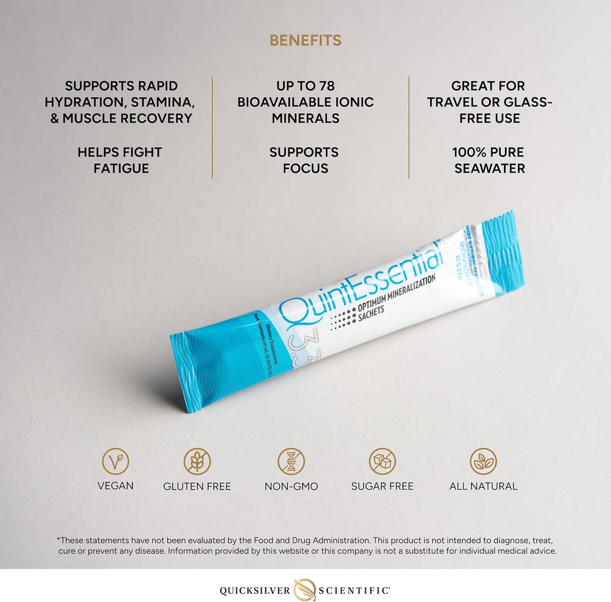QuintEssential 3.3 (30 Sachets) - Seawater Electrolyte Liquid Minerals Supplement - Uno Vita AS