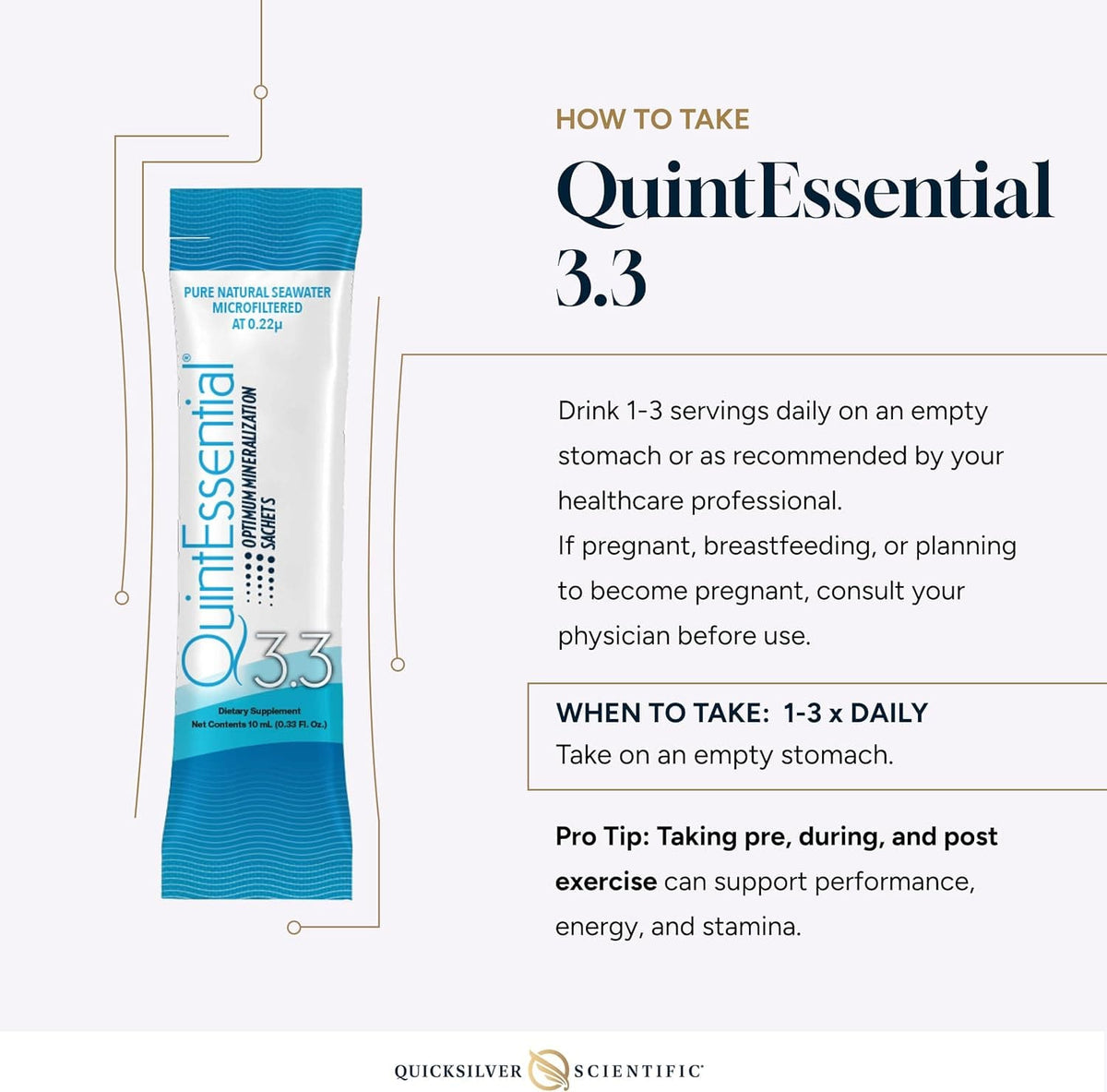 QuintEssential 3.3 (30 Sachets) - Seawater Electrolyte Liquid Minerals Supplement - Uno Vita AS