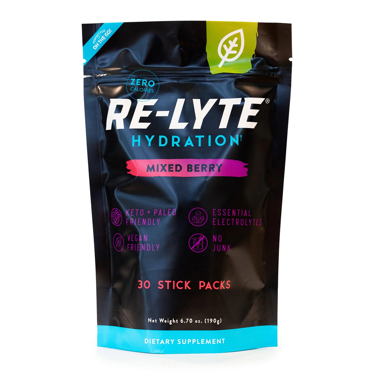 Re-Lyte Hydration Mixed Berry stick packs med sukkerfritt elektrolyttpulver og bærsmak