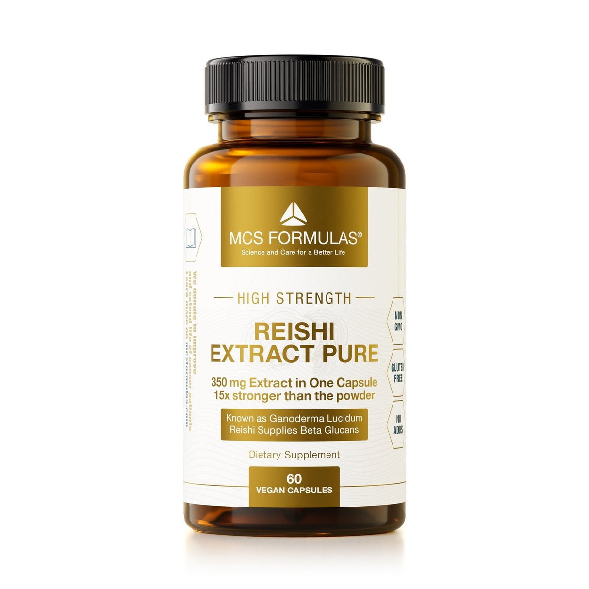 Reishi Extract Pure 60 kapsler med 350 mg organisk Reishi-ekstrakt og minst 30 % polysakkarider